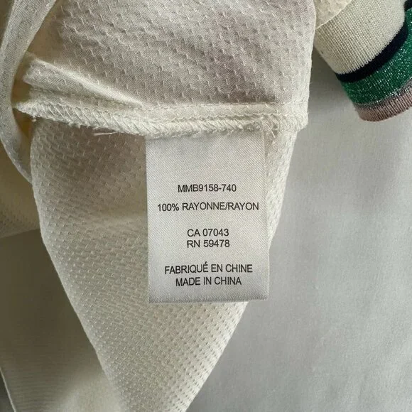 A Picture's Worth Top Womens L Embroidered Ruffled Yoke Short Sleeve Off White - Picture 8 of 11